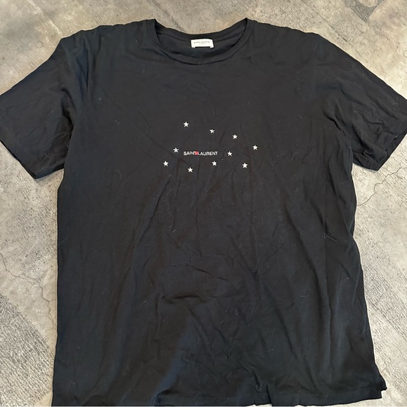 Saint Laurent Constellation Stars Archive Logo Black Tee - Picture 1 of 3
